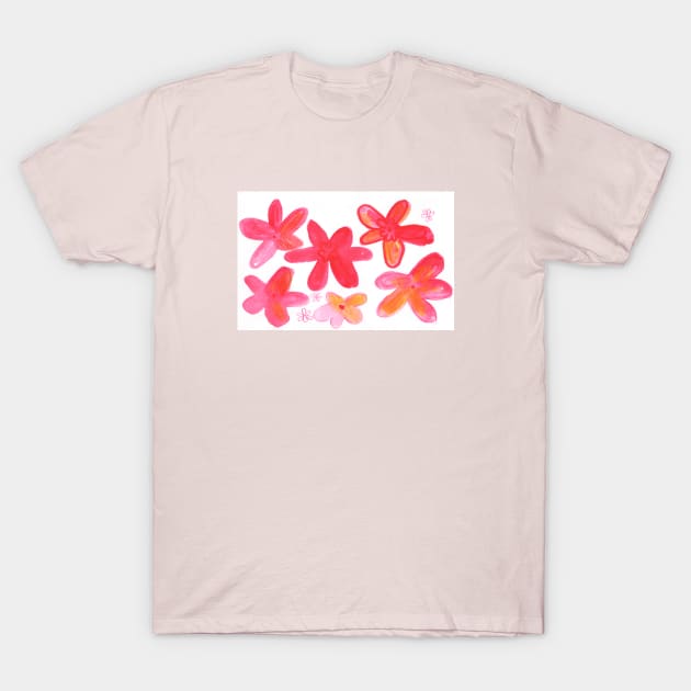 red floral watercolor pattern T-Shirt by lausn